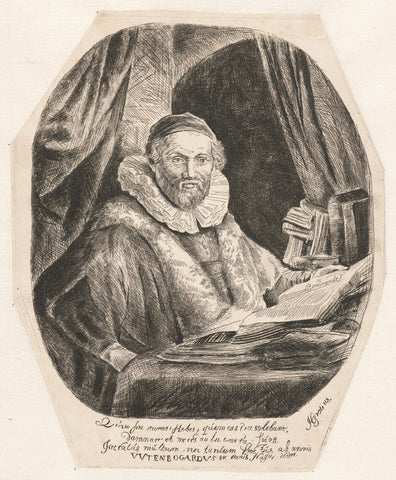 Jan Uytenbogaert, preacher of the Remonstrants, anonymous, after 1635 Canvas Print