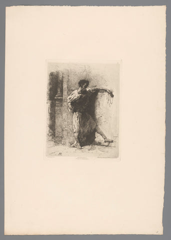 Standing man by wall, Alberto Pasini, 1879 Canvas Print