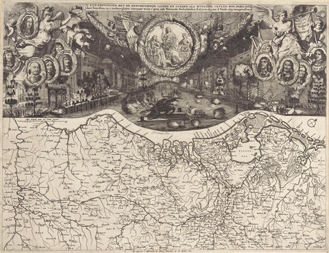 The 17 provinces with adjacent countries: Fireworks in The Hague, 1674, Isaac Sorious, 1674 Canvas Print