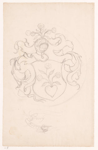 Coat of arms with rose, Jan Brandes, 1770 - 1808 Canvas Print