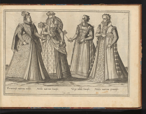 Four womanwen, dressed according to de Italian fashion of ca. 1580, Abraham de Bruyn, in or before 1581 Canvas Print