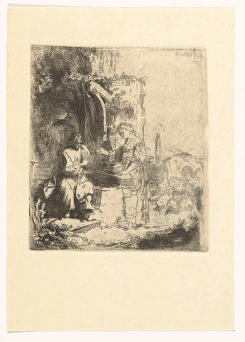 Christ and the woman of Samaria among ruins, anonymous, after 1634 Canvas Print