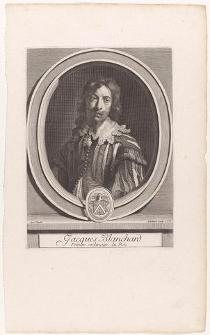 Portrait Jacques Blanchard, Gerard Edelinck, c. 1660 - before c. 1700 Canvas Print