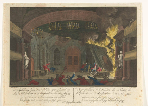 Theatre of the Amsterdam Theatre at the outbreak of the fire, 1772, Cornelis Bogerts, 1772 Canvas Print