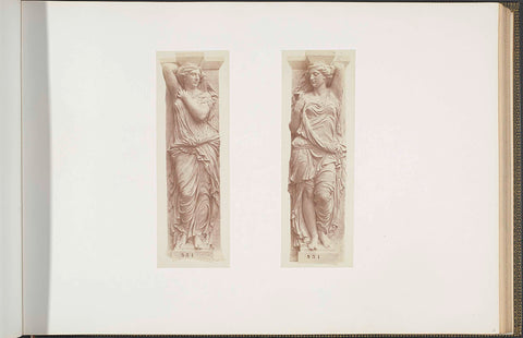 Plaster models for cariatides on the Palais du Louvre by Jules Cavelier, Édouard Denis Baldus, c. 1855 - c. 1857 Canvas Print