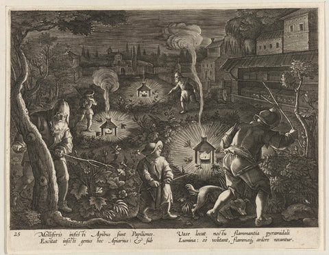 Hunting for moths, C. Galle, 1594 - 1598 Canvas Print