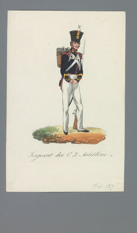 Sergeant der O.I. Artillerie, Albertus Verhoesen (attributed to), 1835 - 1850 Canvas Print