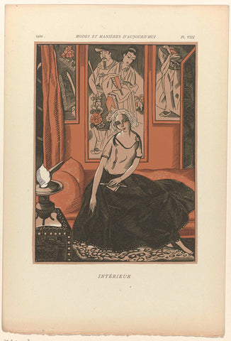 Modes et Manière d'Aujourd'hui, 1922, Pl. 8 : Intérieur, Fernand Siméon, 1923 Canvas Print