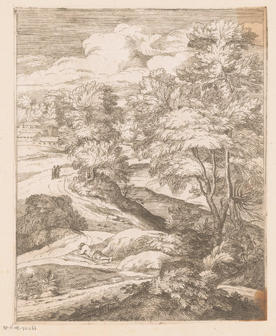 Landscape with two hikers, Jean Pesne, 1666 - 1695 Canvas Print