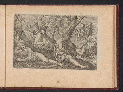 Christus in de hof van Gethsemane, Philips Galle (workshop of), 1573 Canvas Print