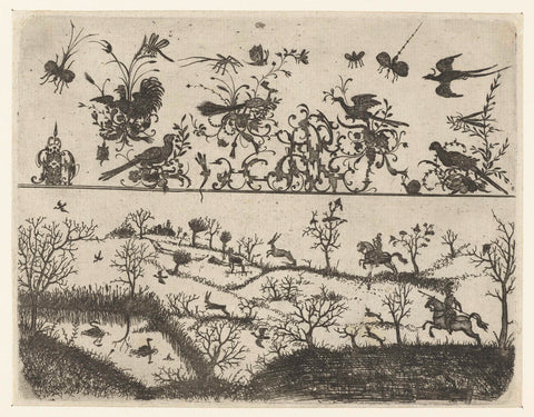 Black ornament consisting of two planes, Esaias van Hulsen, 1609 Canvas Print