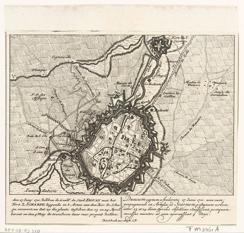 Map of Douai, 1710, Pieter Schenk (I), 1710 Canvas Print