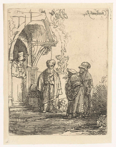 Three oriental figures (Jacob and Laban?), Rembrandt van Rijn, 1850 - 1906 Canvas Print