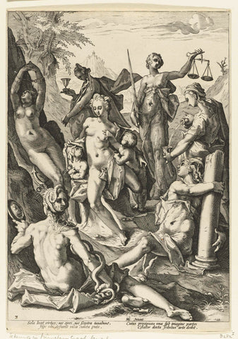 The Seven Virtues, Jacob Matham (attributed to), 1588 Canvas Print