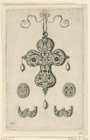 Back of a cross-shaped pendant, Adriaen Collaert, c. 1570 - before 1573 Canvas Print