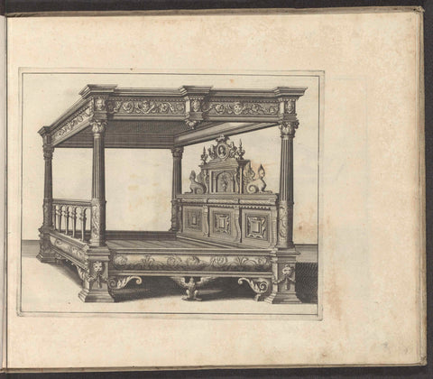 Four-poster bed, anonymous, 1658 Canvas Print