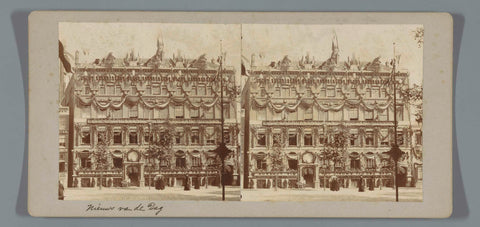 The building of Het Nieuws van de Dag on the Nieuwezijds Voorburgwal 187-225, decorated on the occasion of the inauguration of Queen Wilhelmina, Amsterdam, anonymous, 1898 Canvas Print