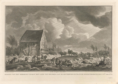 Flood of the Bergse Veld in the Land of Heusden, 15 November 1775, Noah van der Meer (II), 1775 - 1776 Canvas Print