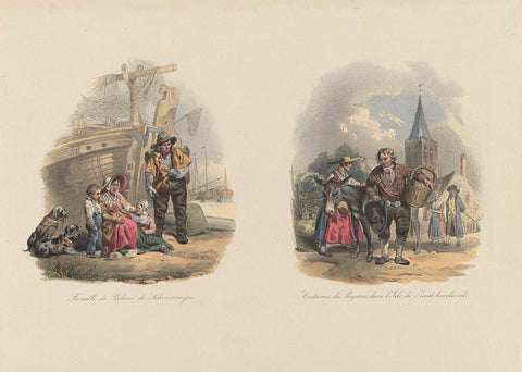 Costumes of Scheveningen and Zuid-Beveland, ca. 1850, anonymous, 1840 - 1870 Canvas Print