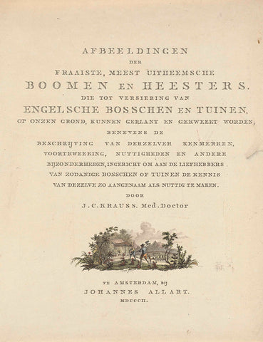 Title page for: Krauss, J.C. 'Afbeeldingen der fraaiste, meest uitheemsche boomen en heesters', 1802, Reinier Vinkeles (I), 1802 Canvas Print