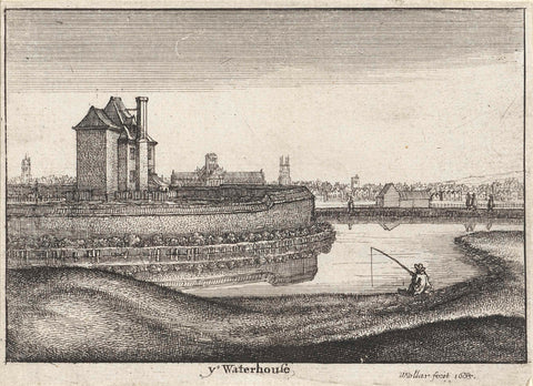 View of the Waterhouse of Islington (London) on the river, Wenceslaus Hollar, 1665 Canvas Print