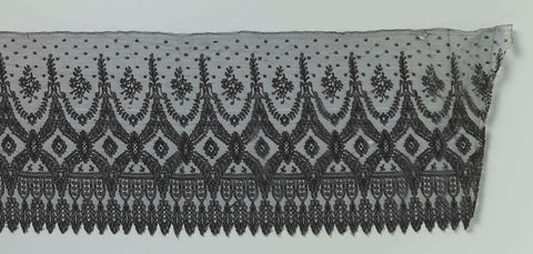 Strip of black machined lace with diamond-shaped cartouches, anonymous, c. 1880 - c. 1899 Canvas Print