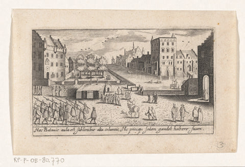 De Vijverberg en gebouwen van het Binnenhof te Den Haag, ca. 1610, anonymous, 1611 - 1613 Canvas Print