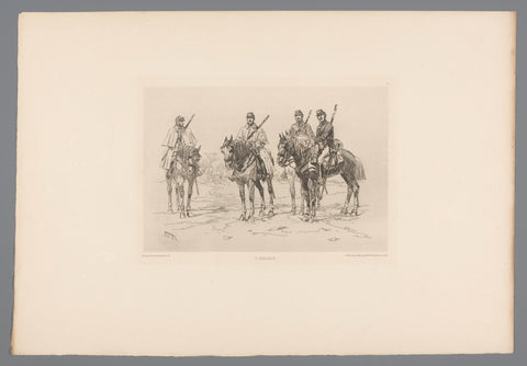 Vier soldaten te paard, Edouard Armand-Dumaresq, 1881 Canvas Print