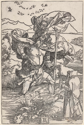 Saint Christopher bears the Christ child, Albrecht Dürer, 1503 - 1504 Canvas Print