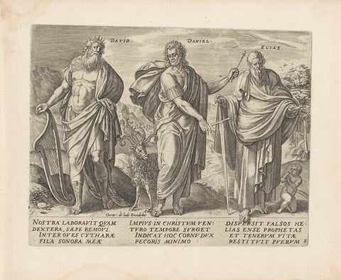 David, Daniël and Elia, Jan Snellinck (I), 1585 - 1643 Canvas Print