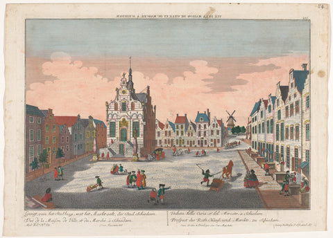 View of the Town Hall on the Grand Place in Schiedam, Georg Balthasar Probst, 1742 - 1801 Canvas Print