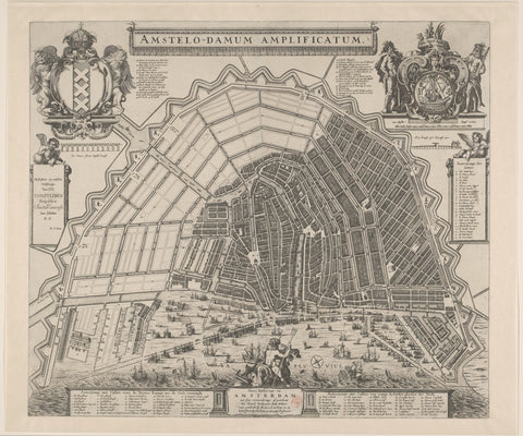 Map of Amsterdam with design for the Vierde Uitleg, A. Besnard, Daniel Stalpaert, in or after c. 1663 - 1682 Canvas Print