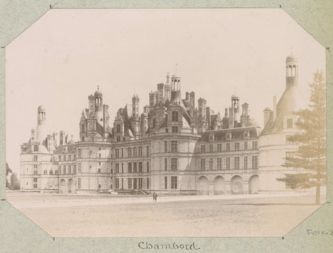 Exterior of the castle of Chambord with a man in it, anonymous, c. 1890 - c. 1900 Canvas Print