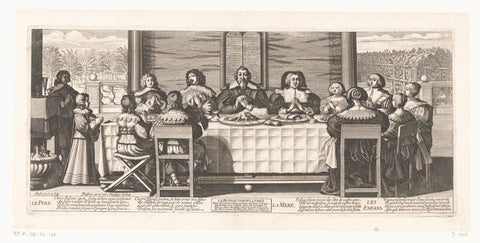 Family at the table during the table prayer, Abraham Bosse, c. 1635 Canvas Print