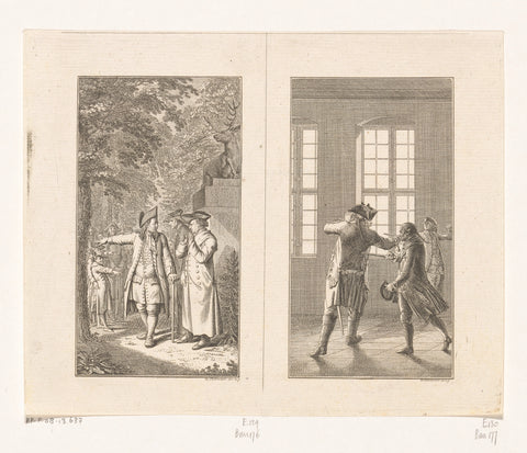 Two Scenes from Sebaldus Nothanker, Daniel Nikolaus Chodowiecki, 1775 Canvas Print