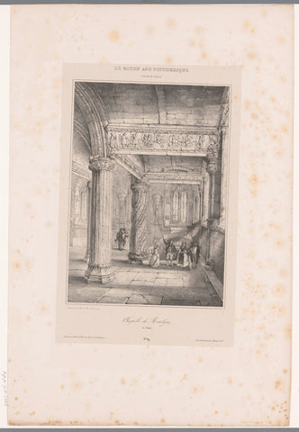 Interior of the Rosslyn Chapel in Scotland, François Joseph Dupressoir, 1837 Canvas Print