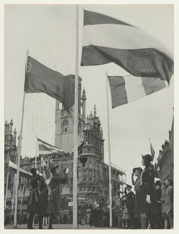 International flag parade in front of Middelburg town hall in honor of the tree planting day, Particam, 1947 Canvas Print