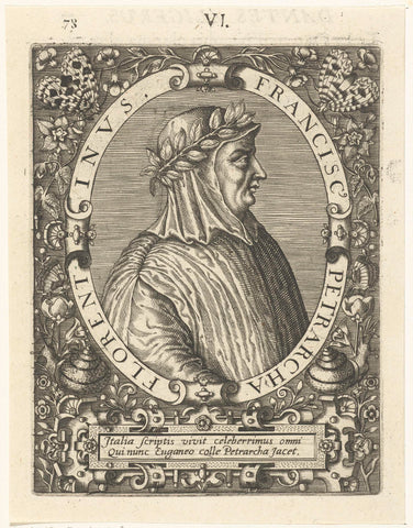 Portrait of Francesco Petrarch, Theodor de Bry, c. 1597 - c. 1599 Canvas Print