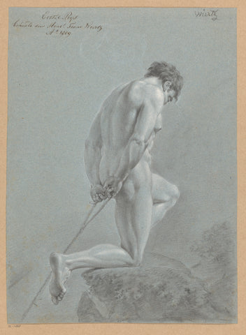 Kneeling male nude, seen from the side (1st prize 1809), Henricus Franciscus Wiertz, 1809 Canvas Print