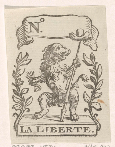 Vignette with the Netherlands Lion with a bundle of arrows and a freedom hat on a lance, Isaac Vincentsz. van der Vinne, 1675– 1740 Canvas Print