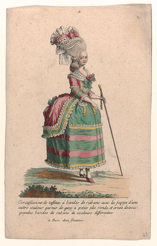 Gallery des Modes et Costumes Français, 1785, no. 3, Copy after V 126 : Circassienne de taffetas (...), Pierre Gleich (possibly), c. 1785 Canvas Print