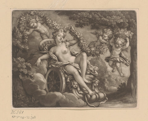 Venus on a chariot surrounded by cupids with garlands, John Smith (printmaker/ publisher), 1662 - 1742 Canvas Print