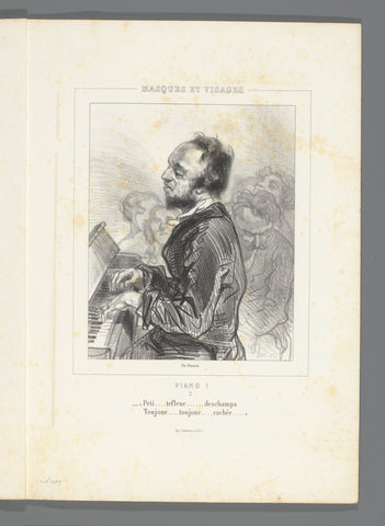 Singing pianist performs, Paul Gavarni, 1853 Canvas Print