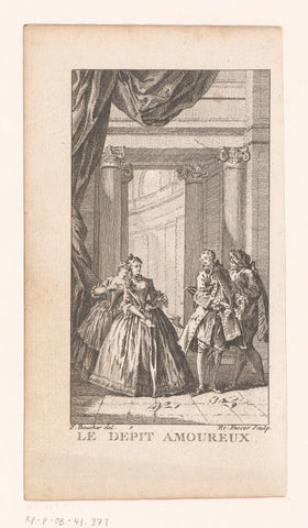 Men and women in front of a doorway, Etienne Fessard, 1749 Canvas Print