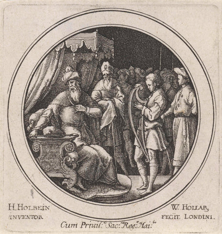 David plays harp for Saul, Wenceslaus Hollar, 1638 Canvas Print