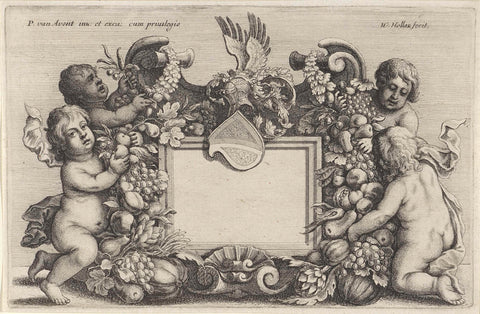 Frame with putti and fruits, Wenceslaus Hollar, 1646 Canvas Print