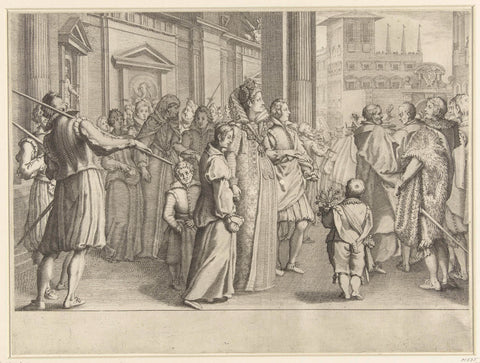 Christina of Lorraine accompanies a young couple to the church, Jacques Callot, 1614 - 1620 Canvas Print