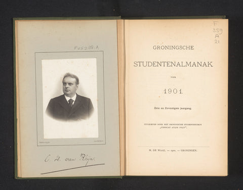 Groninger studenten almanak voor het jaar 1901, M. de Waal, 1901 Canvas Print