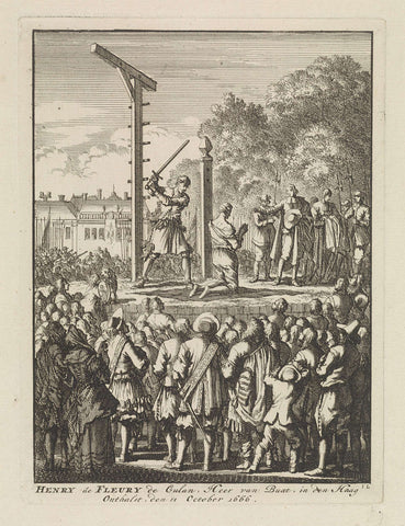 Beheading of Henri de Fleury de Coulan Buat in The Hague, 1666, Jan Luyken, c. 1698 Canvas Print