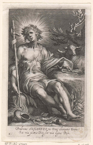 Saint John the Baptist as hermit, Boetius Adamsz. Bolswert, 1590 – 1612 Canvas Print